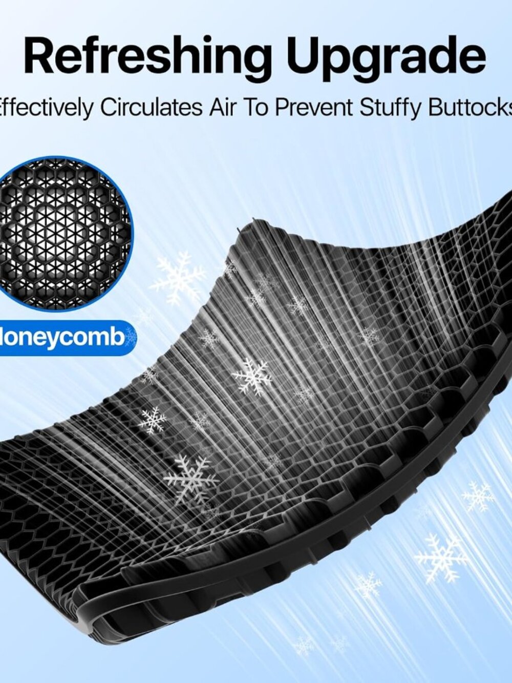 Gel Seat Cushion, Cooling Thick Big Breathable Honeycomb Design Absorbs Pressure - Picture 3 of 7